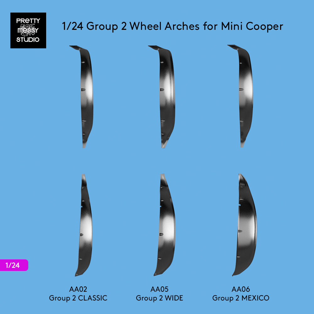 Mini Group Frame 1/24 Group 2 WIDE Wheel Arches for Mini Cooper – Pretty Messy Studio